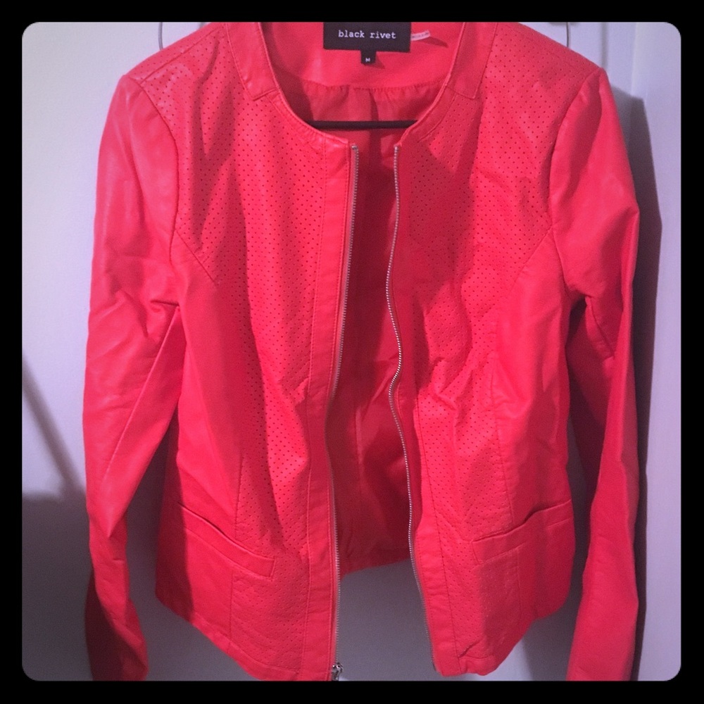 Bright orange vegan jacket